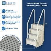 Confer Above Ground Swimming Pool Ladder 4 Stair Step Entry System, Gray