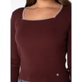 thumbnail image 3 of Celebrity Pink Women's Long Sleeve Square Neck Rib Top, Size XS-XXXL, 3 of 6