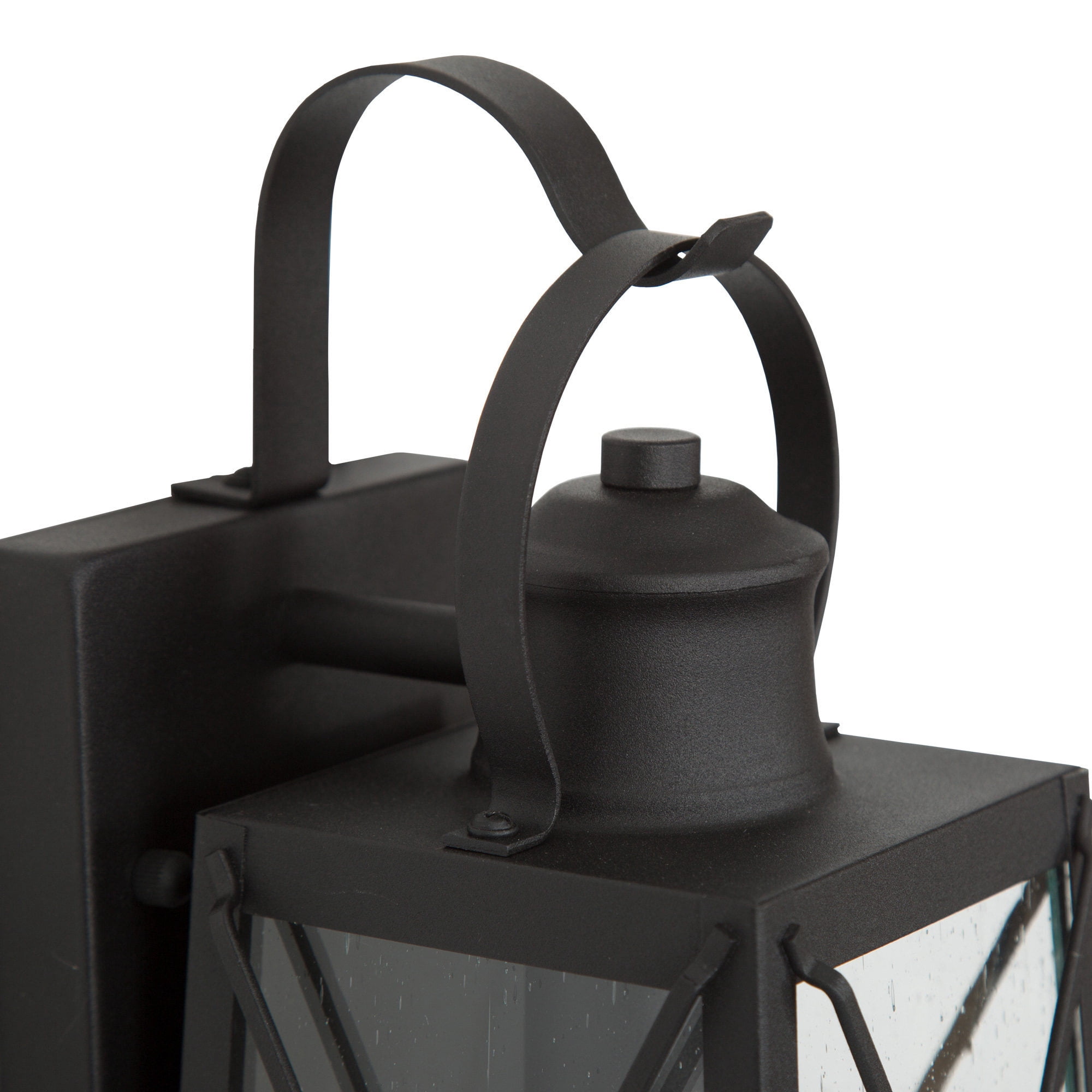 LNC 2-Pack Modern Rustic Black Square Round Shape Outdoor Wall Lamp 2pcs/pack/ Seeded Glass