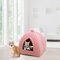 thumbnail image 6 of Cute Pet Cat Bed Puppy Kennel Dog House Winter Warm Washable Sleeping Cushion Sofa Velvet Nest Comfortable Cave Tent for Indoor pink, 6 of 8