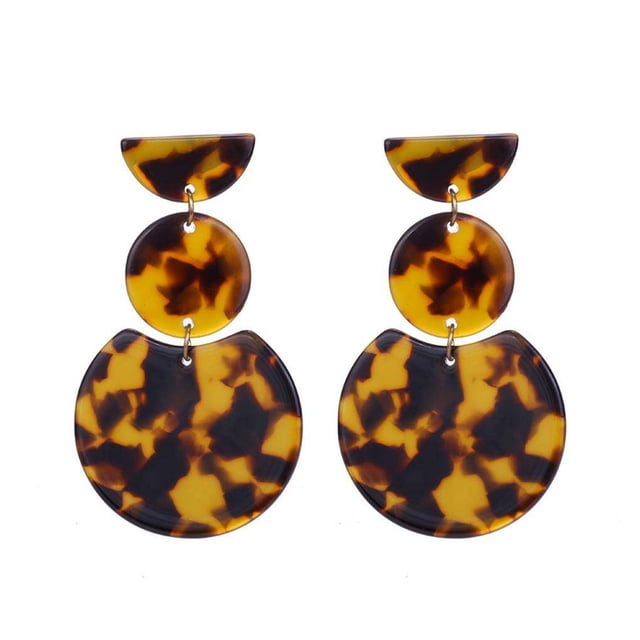 Acetate Sheet Geometry Circular Long Long section earring Circular Section Retro Mixed Style Earrings Ear Studs Earrings