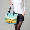thumbnail image 6 of Yellow Duck Woman Leather Handbags Large Tote Bag Fashion Portable Handbags With Zipper, 6 of 7