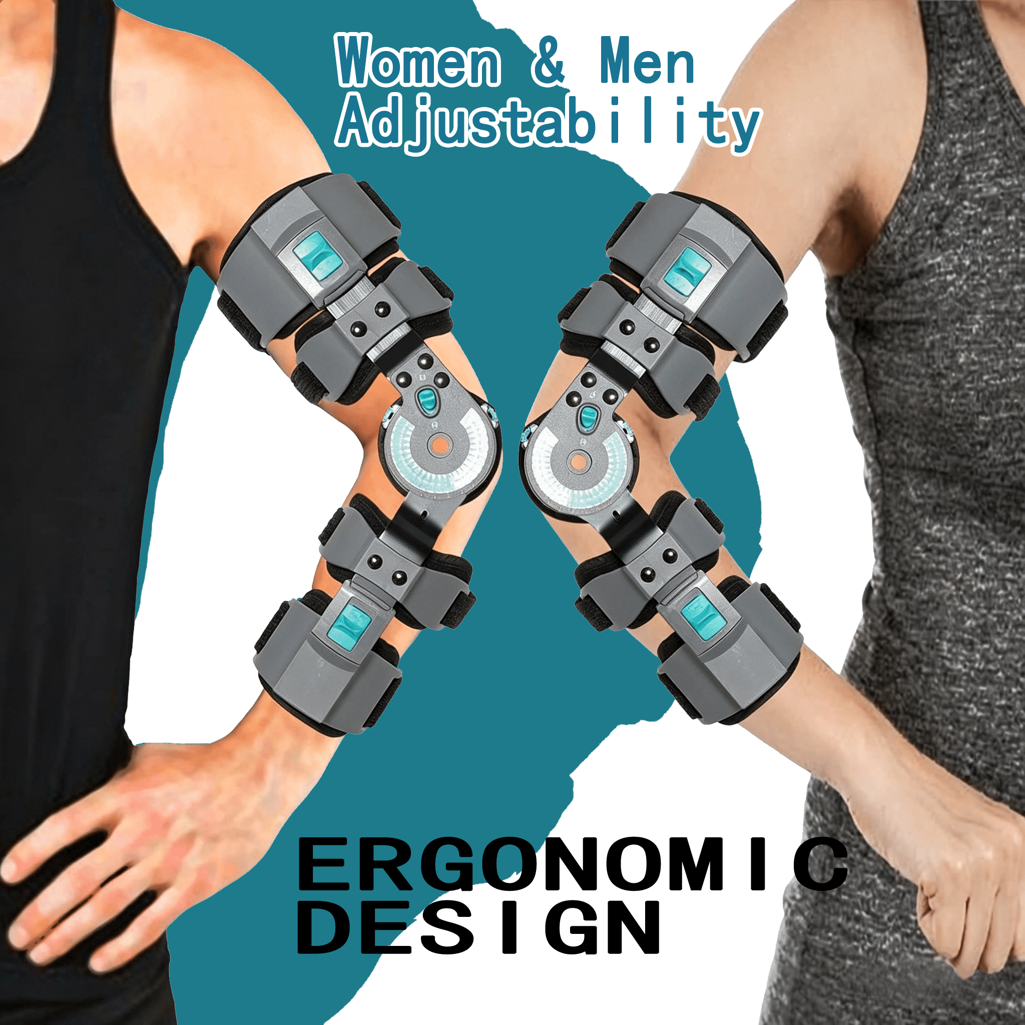 Komzer Hinged ROM Elbow Brace, Adjustable Post-Op Splint Stabilizer for Surgery Recovery, Ligament and Tendon Repairs and Dislocation (Right)