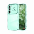 thumbnail image 1 of Chenchen for Samsung Galaxy S23 Case for Women Girls, Cute Wave Frame Curly Shape with Love Heart Raised Camera Protection Cover Luxury Plating Shockproof Phone Case for Galaxy S23 5G, Mint Green, 1 of 1