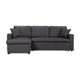 thumbnail image 6 of Paisley Dark Gray Linen Fabric Reversible Sleeper Sectional Sofa Storage Chaise, 6 of 9