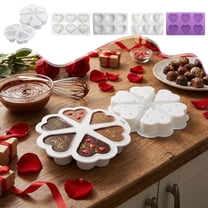 Valentine's Day Multi-Cavity Heart Silicone Mold - Heart-Shaped Mousse Cake Baking Tool, Food-Grade Silicone Mold, Multiple Heart Cavities for Desserts & Candies, Festive Baking Accessory, White C