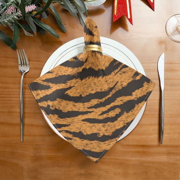 20"x20" Satin Dinner Napkin Tiger Stripes Pattern Table Napkins for Wedding Birthday Restaurant Party Tableware Decoration 1 Pack