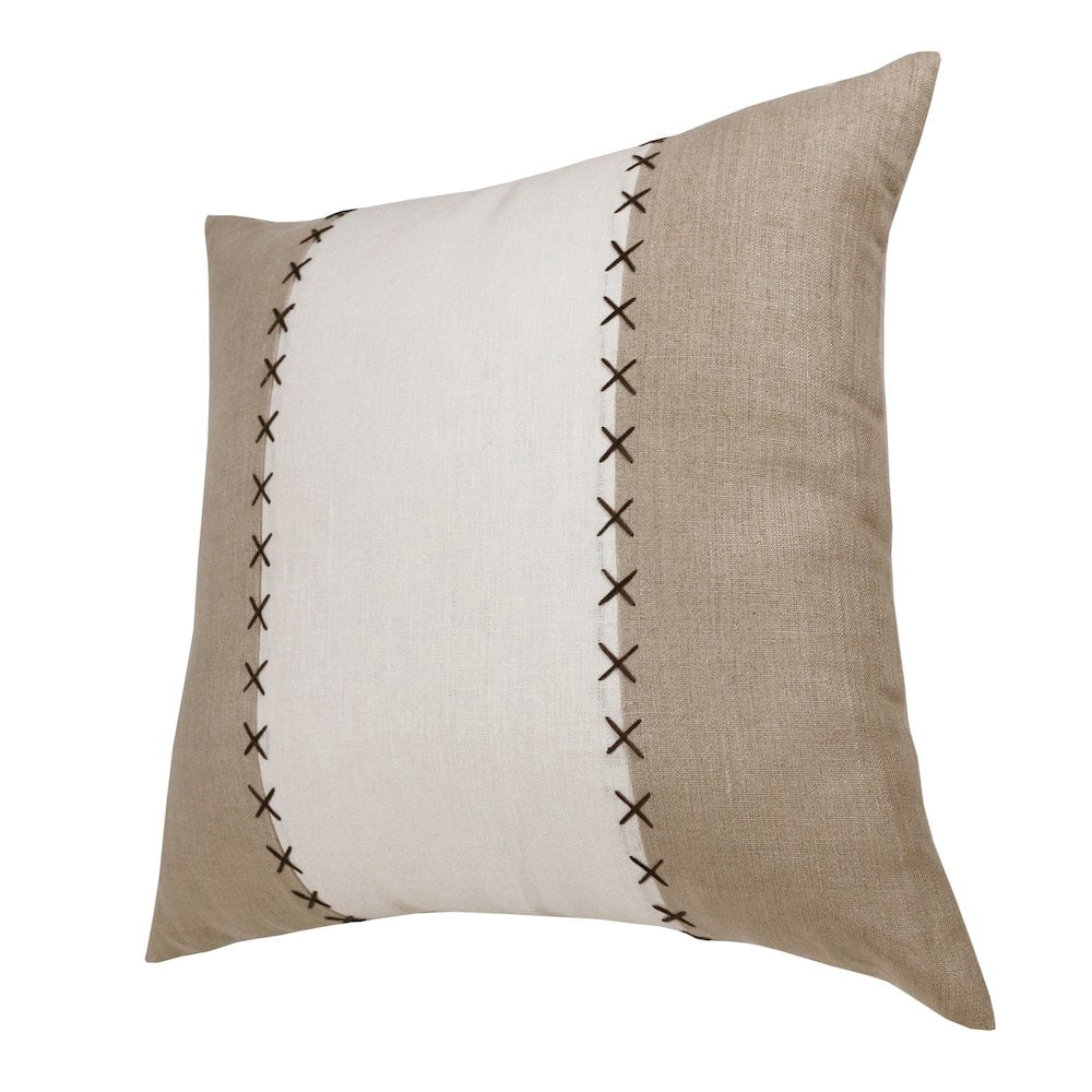 LR Home Estate Linen Poly Filled Pillow in Gray/Tan, 20" x 20"