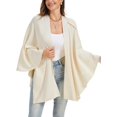 thumbnail image 3 of YooGuoGuo Womens Large Cross Front Poncho Sweater Wrap Topper Knitted Elegant Shawls Cape for Fall Winter, 3 of 8