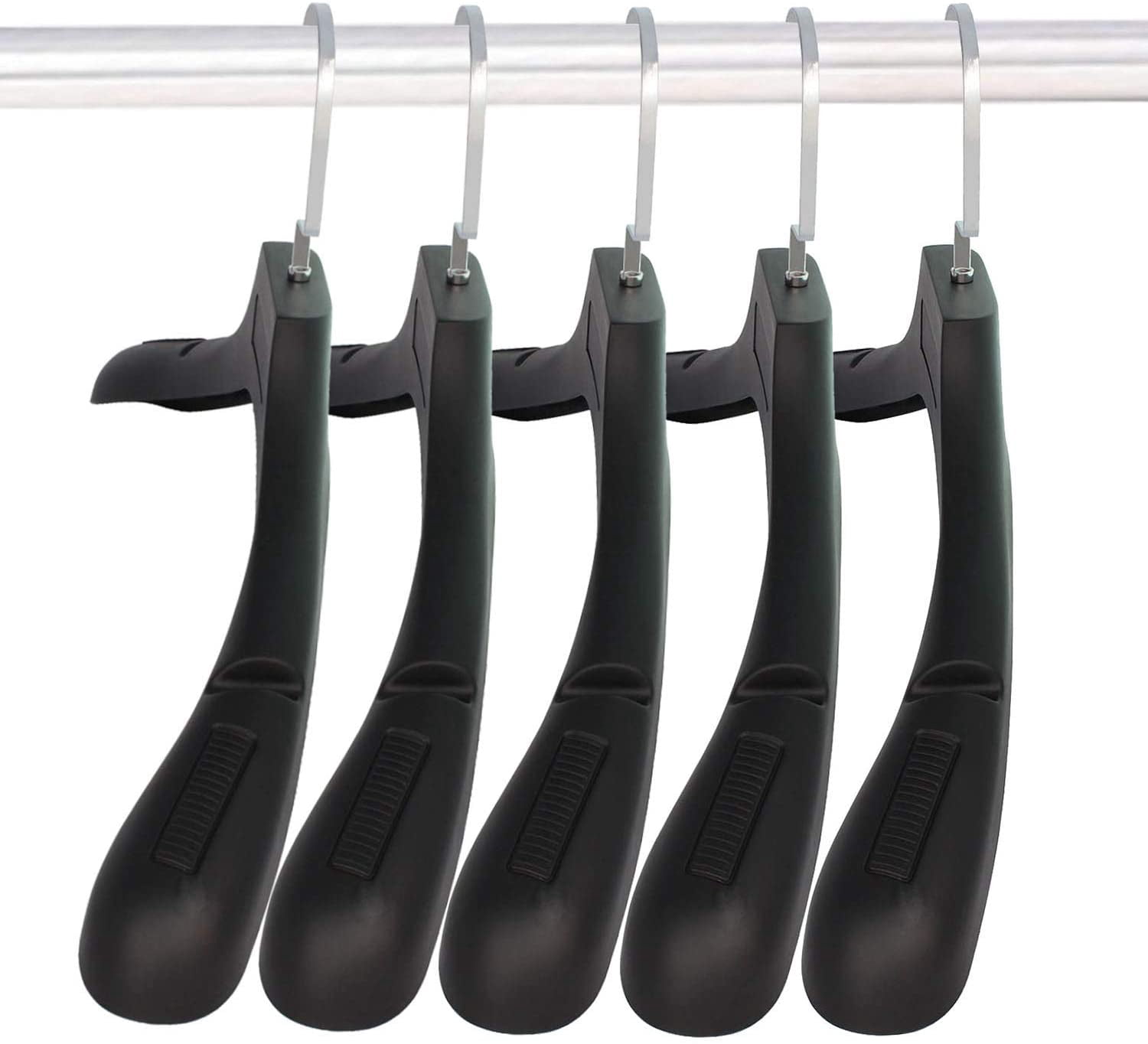 Extra Wide Non-Slip Suit Hangers, 20 Pack Thick Plastic Coat Hangers with Metal Hook, Black, 17.7 Inch Width