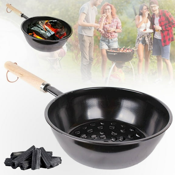 Clearance Cooking Utensils under $7 Chimney BBQ Grill Wood Handle Tools Basket Pot Portable Outdoor Camping Barbecue Brazier Fire Pot Tools.