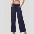 thumbnail image 2 of JoliSweat Wide Leg Sweatpants Women Baggy Low Rise Sweatpants with Pockets Spring Fall Y2K Drawstring Straight Leg Sweatpant Navy L, 2 of 5