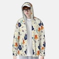 thumbnail image 3 of Pofeuu Flower Leaves Print Sun Protection Outdoor Lightweight Full Zip UV Cooling Hoodie Long Sleeve Summer Clothing for Outdoor Hiking-Small, 3 of 5