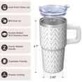 thumbnail image 3 of Stainless Steel 20oz Textured Insulated Tumbler, Double Wall Travel Mug with Handle, Geometric Design Leak Proof Straw Lid, 3 of 5