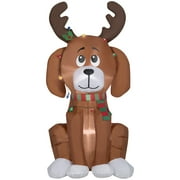 Holiday Time 6 Foot Dog in Festive Moose Antlers Wrapped with C9 Light String