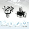 thumbnail image 3 of Uxcell Tornillo en D de acero inoxidable de 1/4", 4 Pcs Tornillos de cámara para fijación de correas de hombro, correa de muñeca, sling, Plata, 3 of 6