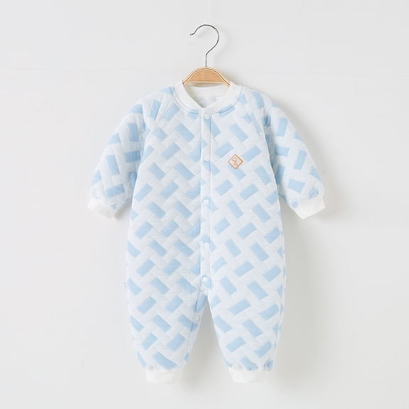 Pitauce Baby Pajamas Cotton One-Piece Button Sleeping Pajamas Cartoon Printed Rompers Homewear Soft Warm Long Sleeve Jumpsuits for Girls and Boys, Gifts for Baby