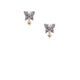 thumbnail image 2 of Delight Jewelry Goldtone Mini January - Maroon Crystal Heart Silvertone Antiqued Butterfly Post Earrings, 2 of 4
