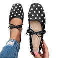 thumbnail image 4 of YgkuHd Slip-On Loafers for Women Retro Polka Dot Bowknot Square Toe Satin Shoes with Breathable Cotton Blend Upper, Trendy Plus Size Casual Footwear,Black_37, 4 of 5