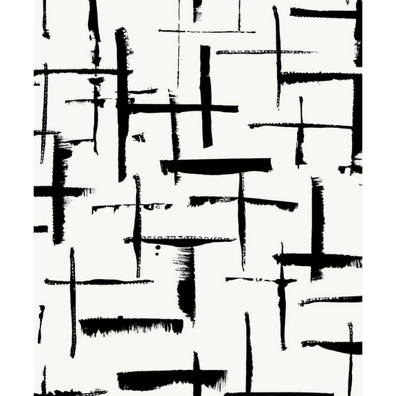 NextWall Ebony & Eggshell Crosshatch Abstract Peel and Stick Wallpaper