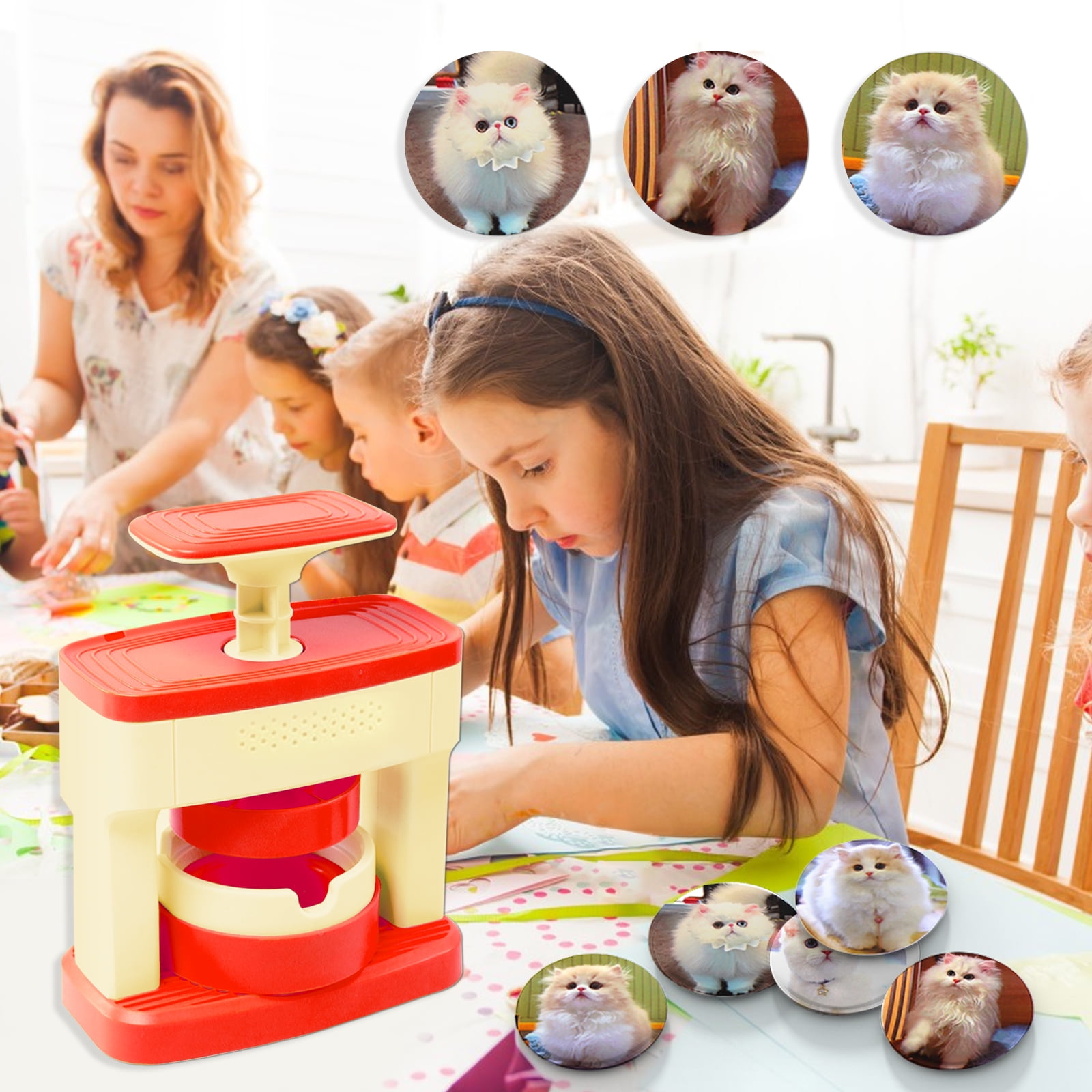 Dongyi 55mm Button Maker Machine with 48 Pcs Supplies-DIY Badge Maker Kit for Kids Crafts,Includes Circle Cutter & Button Parts,Perfect for School Projects & Party Favors
