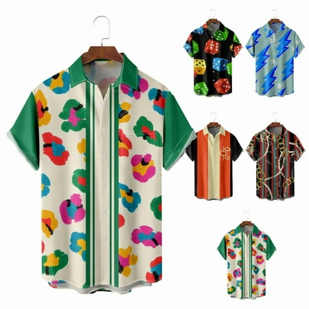 

Mens Beach Hawaii Shirts Regular Relaxed-Fit Clothes Plus Size Men