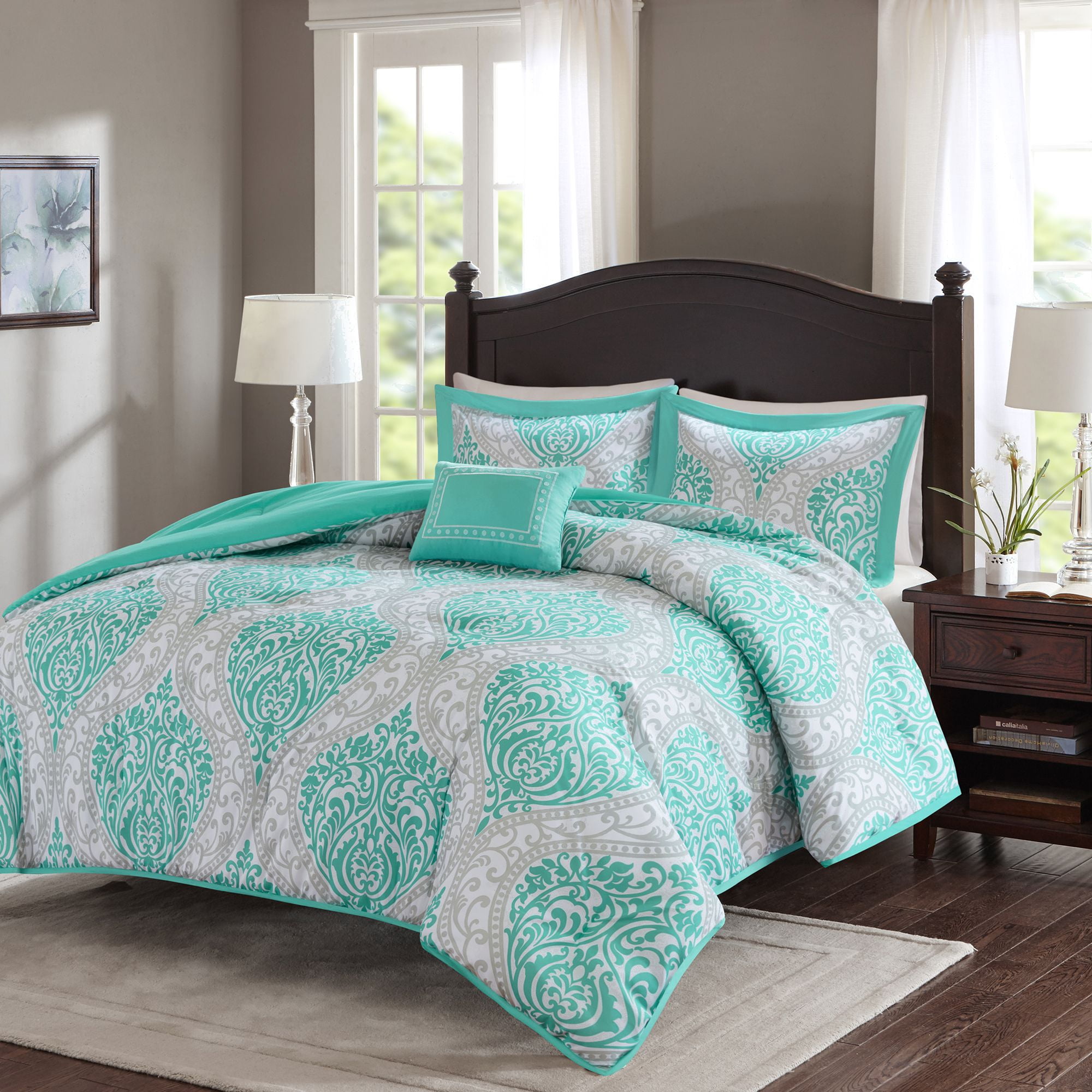 Comfort Spaces Coco Comforter Set Plus One Pillow, Twin/Twin XL, Teal