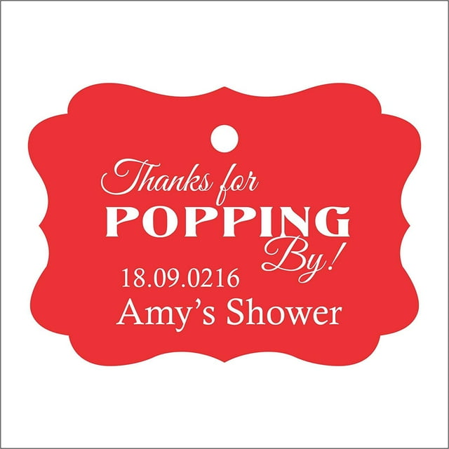 100 PCS Personalized Baby Shower Favors Tags Custom Quote Thank You For Popping By Baby Shower Gift Hang Tags