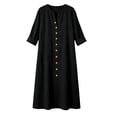 thumbnail image 3 of qafoshin Fall Dresses for Women V Neck Button Down Loose Dress Solid Color Casual Long Dress, 3 of 6