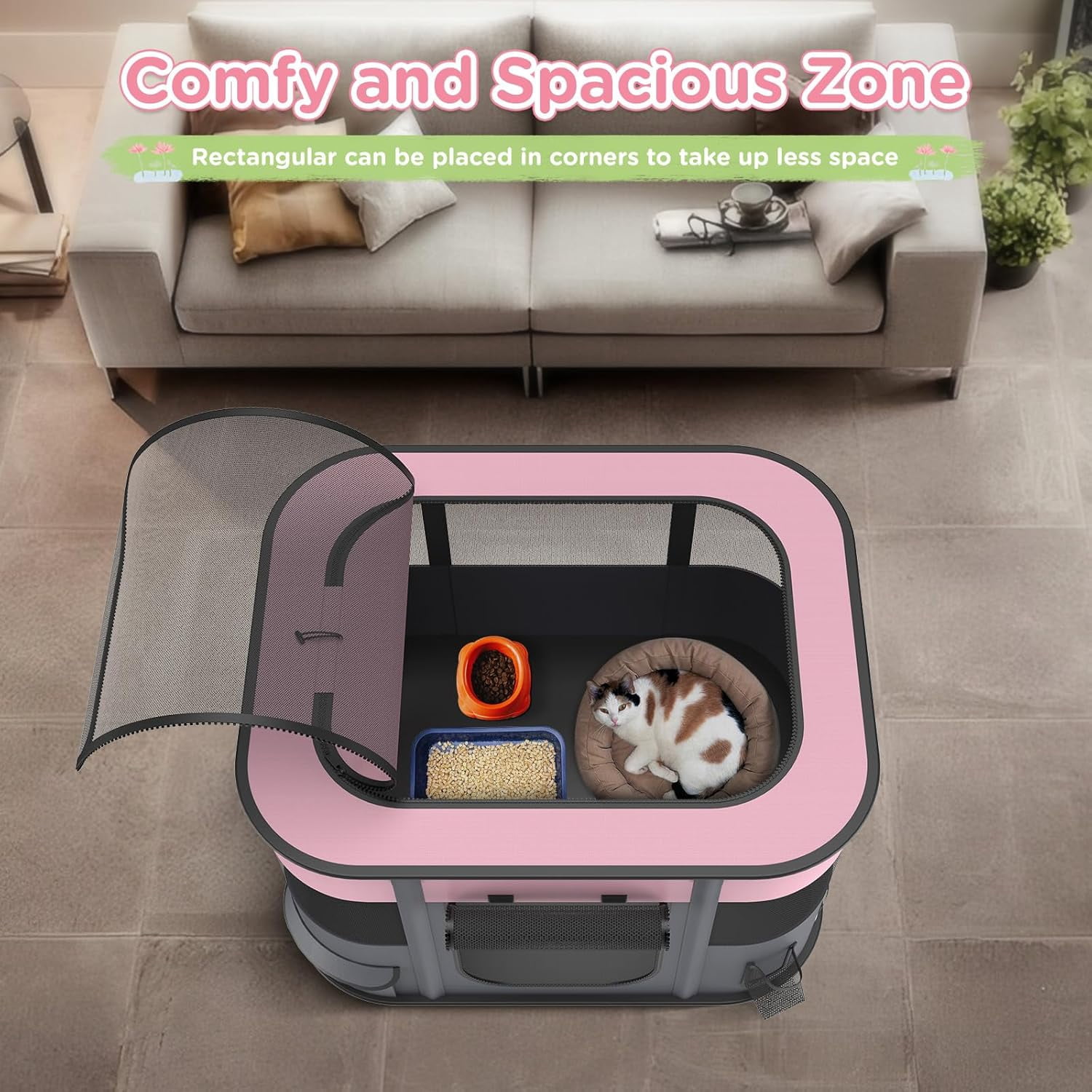 BEBANG Pet Playpen for Dog Cat Rabbit, Portable Foldable Exercise Pen Tent, Breathable Shade Cover, Indoor Outdoor Travel Use