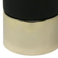 thumbnail image 2 of "Hurricane de vidrio con base de metal, grande, negro y beige" Benzara BM229498, 2 of 2