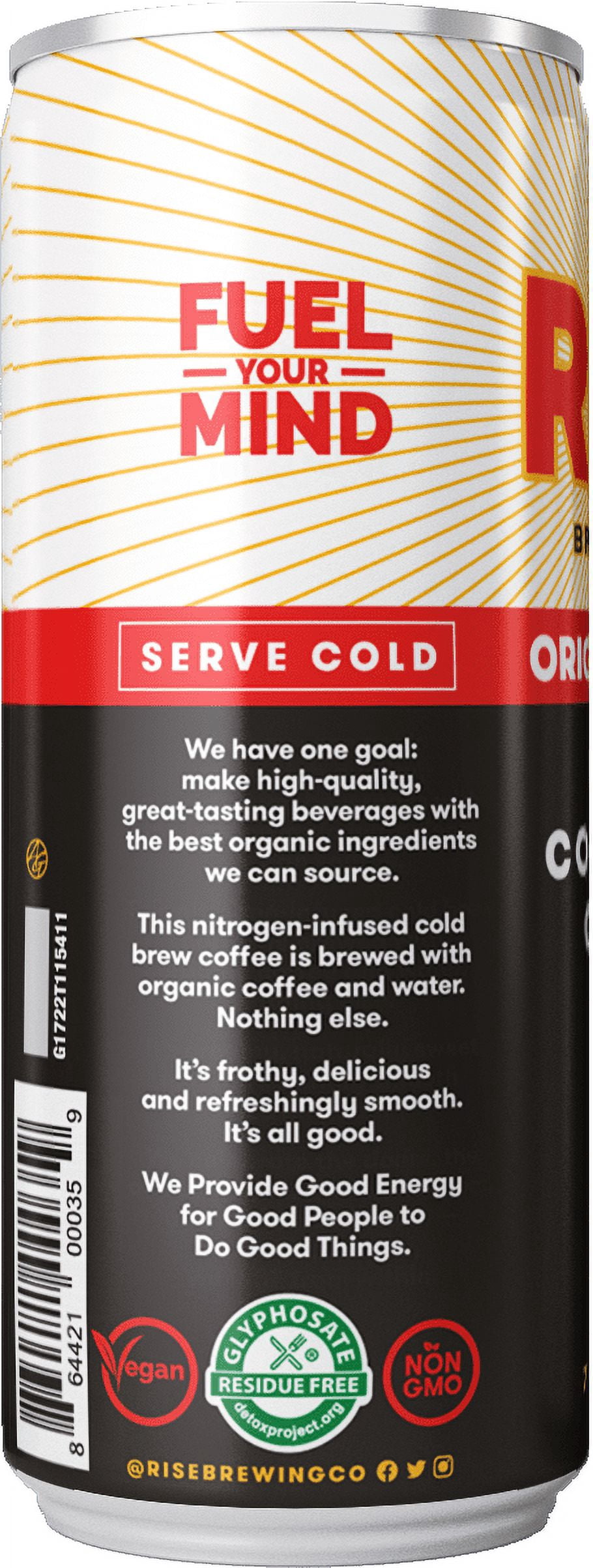RISE Brewing Co. Original Black Nitro Cold Brew Coffee, 7 fl oz Can