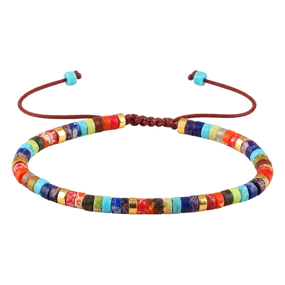Mixed Stone Round Beaded Adjustable Bracelet T134