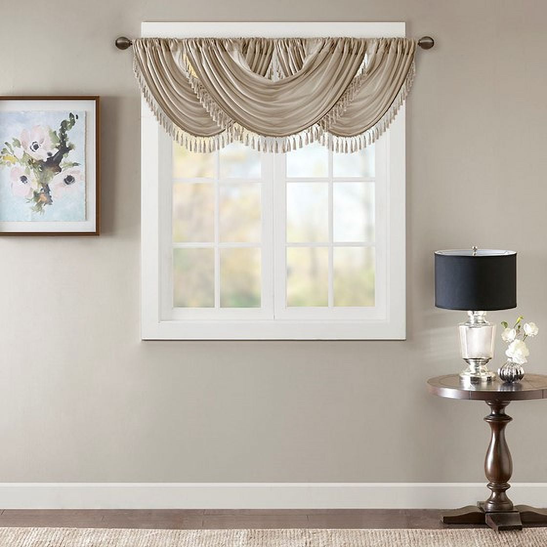 MAYEERTY 38x46" Faux Silk Waterfall Embellished Valance - Champagne