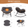 thumbnail image 5 of RADIATA Oversized Outdoor Papasan Rocking Chair with Ottoman Set of 2, Indoor Outdoor Heavy Duty Wicker Patio Egg Rocking Chair with 5.1 Cushion, 450lbs Capacity, Gray, 5 of 10
