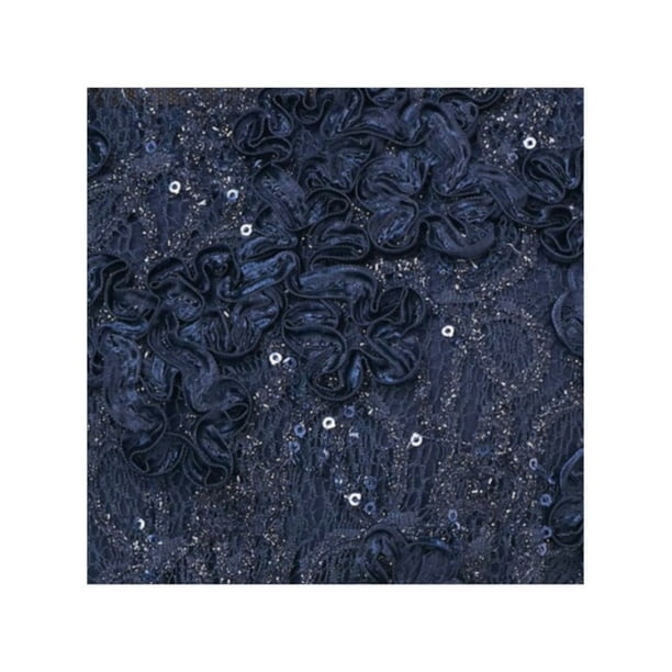 JS COLLECTION Womens Navy Lace Zippered Soutache Embroidered Gown Short  Sleeve Crew Neck Maxi Formal Blouson Dress 6 - Walmart Business Supplies