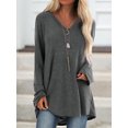thumbnail image 4 of Honganda Vêtements d'Automne pour Femmes Pull-Over Grande Taille en V de Couleur Unie, 4 of 4