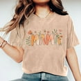 thumbnail image 2 of Mother's Day Gift Women's Tees Mom Flower Print Short Sleeve Graphic T-Shirt Summer Casual Crew Neck Tops (L, Khaki), 2 of 7