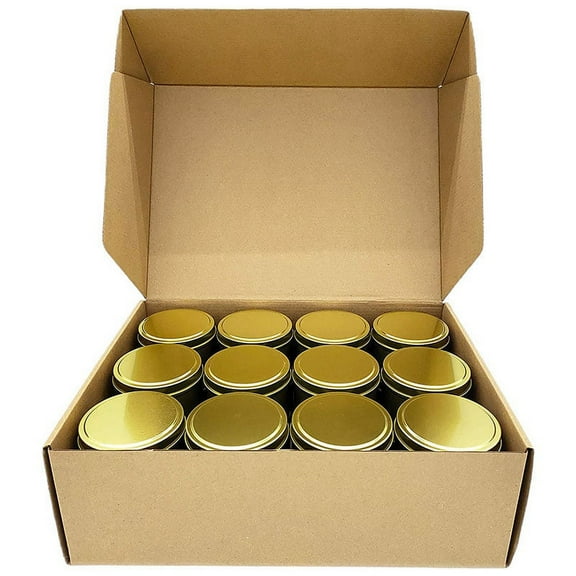 Candle Tins, 24 Piece, 4Oz Metal Candle Containers for Making Candles, Arts & Crafts, Dry Storage,Gold