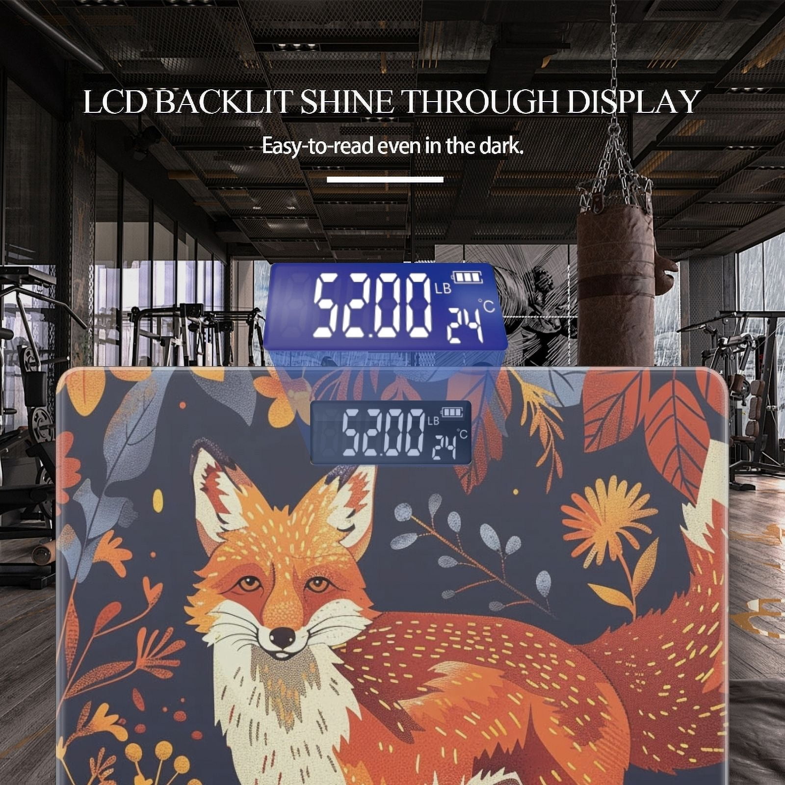 Bathroom Scale, Highly Accurate Digital Body Scale,Precisely Measures Weight up to 400 lbs-Fox In Autumn Forest Surrounded By Leaves And Flowers