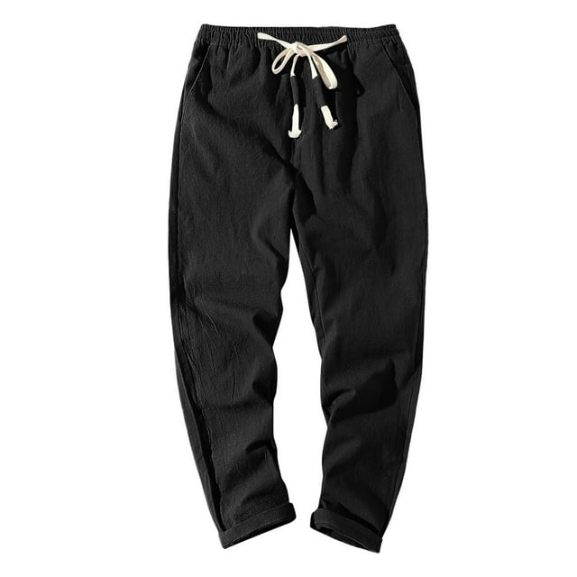 PEASKJP Work Pants for Men with Pockets Open Bottom Mesh Athletic Pants for Running, Black XL