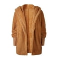 thumbnail image 4 of IROINNID Women's Cardigan Coat Shearling Coat Solid Color Long Sleeve Leisure Autumn/Winter Cardigan Plush Jacket Tops, Khaki, 4 of 7