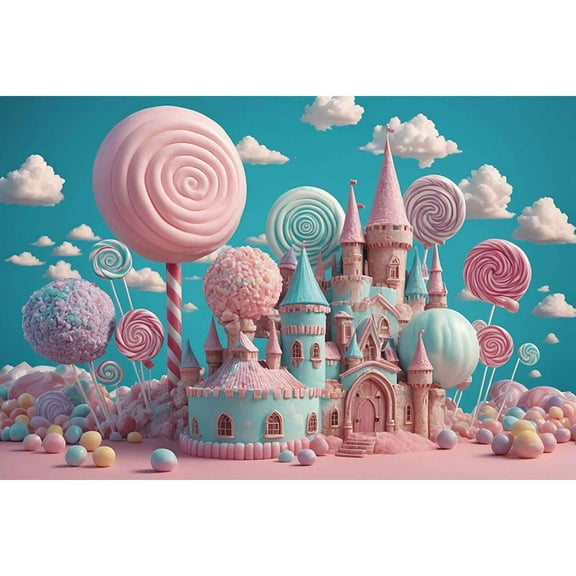 Candyland Candy Bar Lollipop Castle Background Baby Birthday Home ration Backdrop Childr Photography Shooting Prop