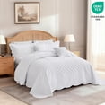 thumbnail image 3 of Blythease Oversized Velvet Quilt King 128x120 Extra Wide – Reversible Velvet Bedspread & Coverlet Set, 5 Piece Lightweight All Season Comforter Bedding, Geometric Diamond Quilted Design, Pure White, 3 of 7
