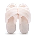 thumbnail image 1 of Pantuflas con tiras cruzadas para mujer, pantuflas suaves para el hogar, peludas, cálidas, cómodas, con punta abierta, zapatos para el hogar esponjosos Adepaton BST3005395-3, 1 of 7