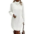thumbnail image 4 of 2DXuixsh Chandails pour Femmes Chandail Mode Robes Tricotées Midi Mini Robes Chandail Col Roulé Robes Confortables Décontractées Chandail en Molleton pour Femmes Vêtements Blanc Taille TG, 4 of 8