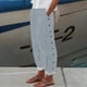 thumbnail image 2 of Ploknplq Joggers for Women,Linen Pants Women,Womens Summer Pants,Striped Elastic Pants Side Nine Point Pants H Shaped Straight Leg Pants,Wide Leg Linen Pants for Women,Striped Pants Light Blue XL, 2 of 9