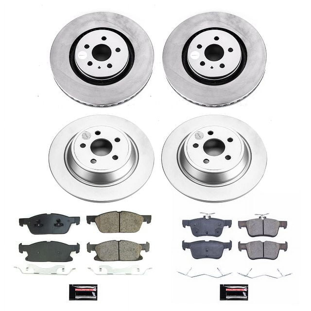 PowerStop Front and Rear Geomet Coated Brake Rotor and Pad Kit Fits: LINCOLN Select Models CRK8974