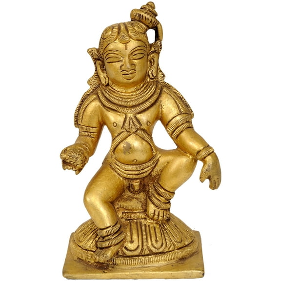 4" Laddoo Gopala Statue in Brass | Handmade | Made in India - Brass Statue