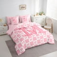 thumbnail image 3 of jejeloiu Kawaii Bowtie Plaid 7-Piece Twin Bedding Sets,Pink Letter M Bedding Comforter Set For Bowtie Girls Reversible, 3 of 8